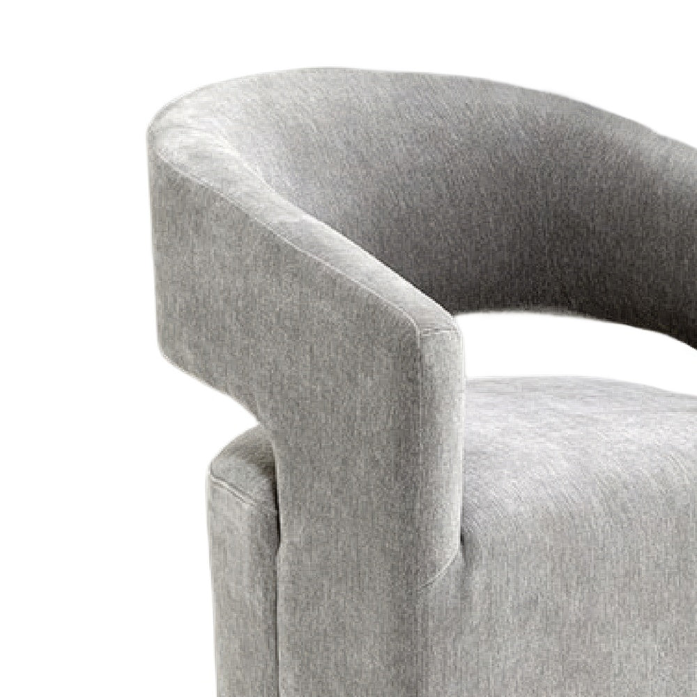 Esha Accent Barrel Chair w Casters | Foam Fill Light Gray Upholstery