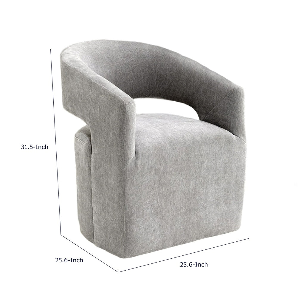 Esha Accent Barrel Chair w Casters | Foam Fill Light Gray Upholstery