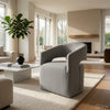 Esha Accent Barrel Chair w Casters | Foam Fill Light Gray Upholstery