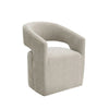 Esha Accent Barrel Chair w Casters | Foam Fill Taupe Brown Upholstery