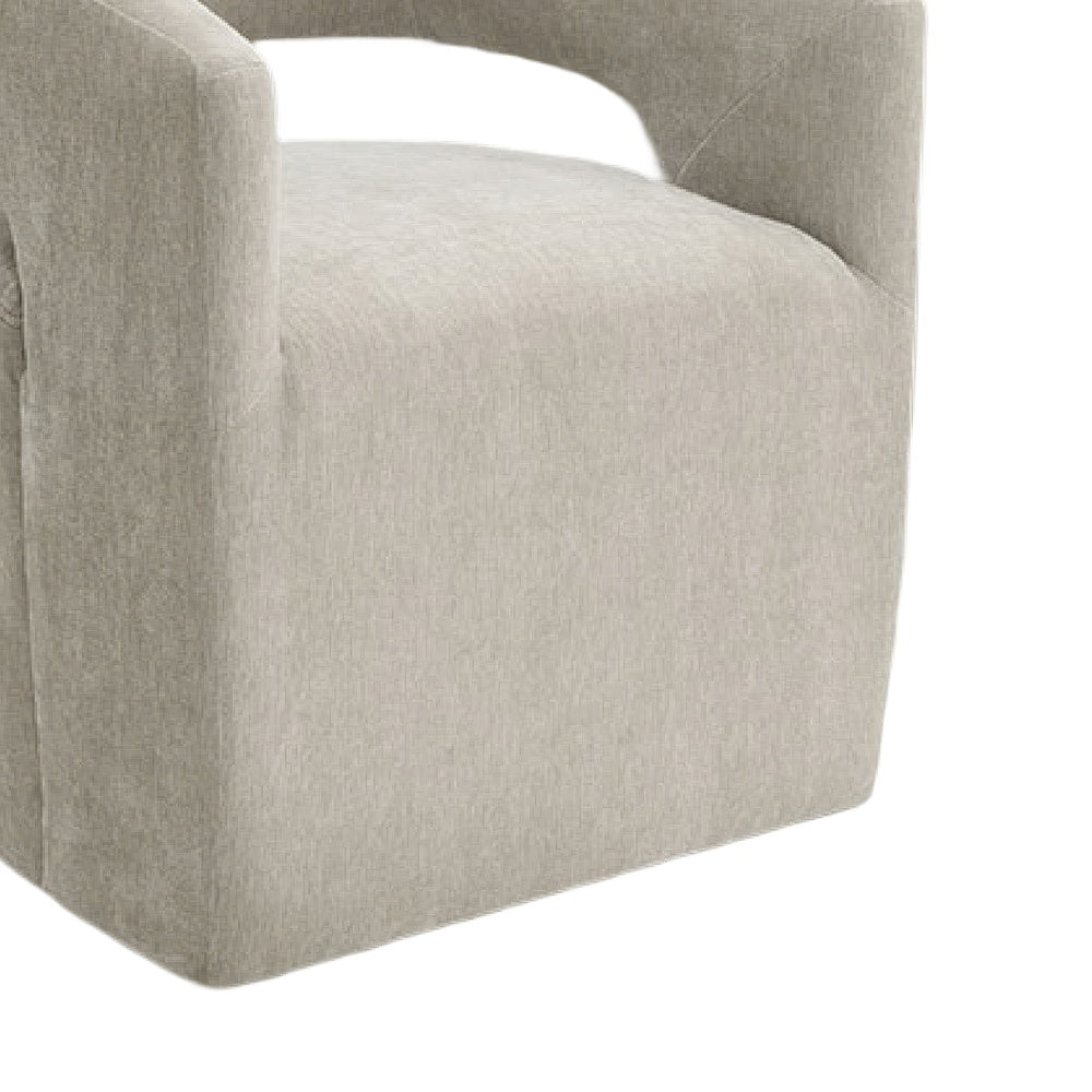 Esha Accent Barrel Chair w Casters | Foam Fill Taupe Brown Upholstery