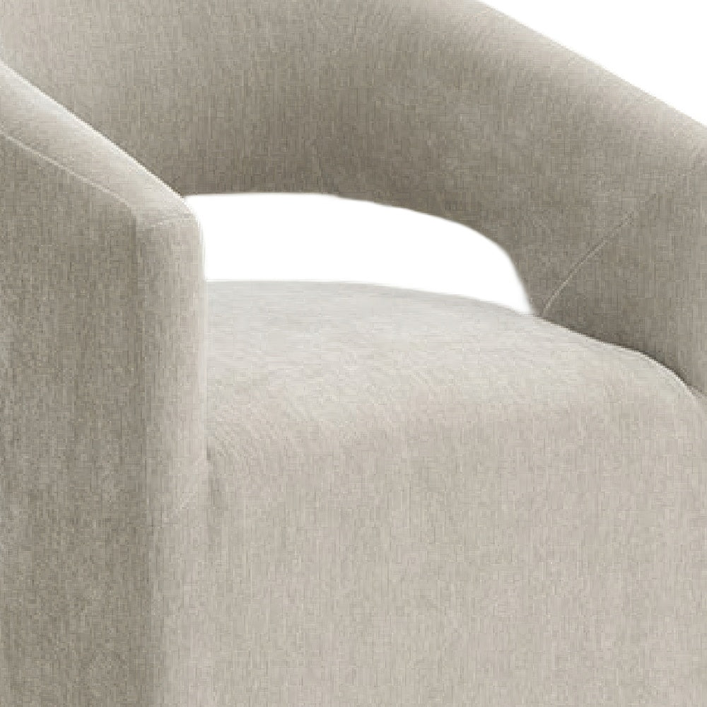 Esha Accent Barrel Chair w Casters | Foam Fill Taupe Brown Upholstery
