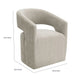 Esha Accent Barrel Chair w Casters | Foam Fill Taupe Brown Upholstery