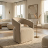 Esha Accent Barrel Chair w Casters | Foam Fill Taupe Brown Upholstery