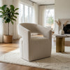 Esha Accent Barrel Chair w Casters | Foam Fill Taupe Brown Upholstery