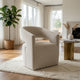 Esha Accent Barrel Chair w Casters | Foam Fill Taupe Brown Upholstery