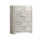 Hezi Tall Dresser Chest | 5 Drawer | White Zig Zag Front | Acrylic Knobs
