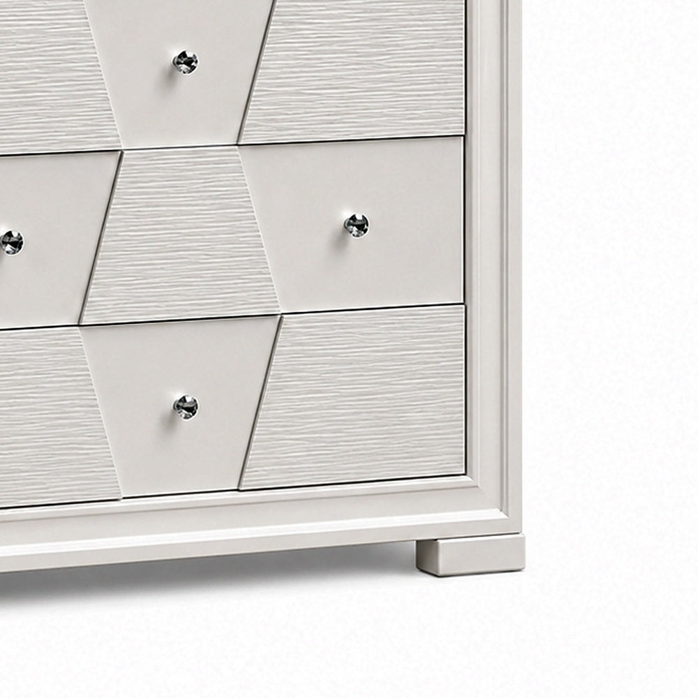 Hezi Tall Dresser Chest | 5 Drawer | White Zig Zag Front | Acrylic Knobs