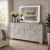 Hezi Wide Dresser | 6 Drawer | White Zig Zag Front | Acrylic Knobs