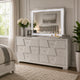 Hezi Wide Dresser | 6 Drawer | White Zig Zag Front | Acrylic Knobs