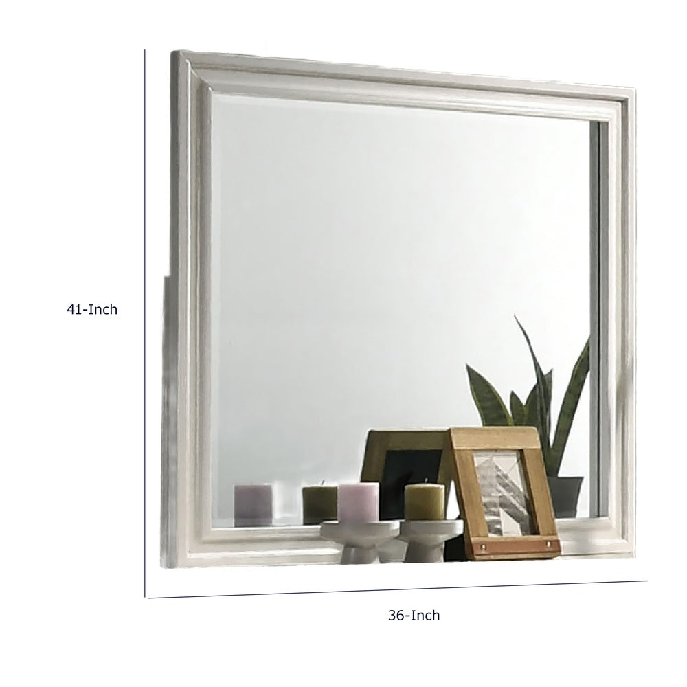 Hezi Dresser Mirror | Glam White | Multi Layer Molded Frame | 36x41