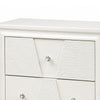 Hezi Bedside Nightst& | 2 Drawer | White Zig Zag Front | Acrylic Knobs