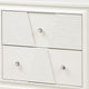 Hezi Bedside Nightst& | 2 Drawer | White Zig Zag Front | Acrylic Knobs