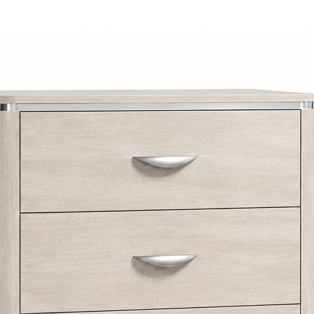 Fezi Tall Dresser Chest | 5 Drawers | Silver Finger Pulls | Dusty Gray