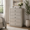 Fezi Tall Dresser Chest | 5 Drawers | Silver Finger Pulls | Dusty Gray