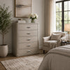 Fezi Tall Dresser Chest | 5 Drawers | Silver Finger Pulls | Dusty Gray