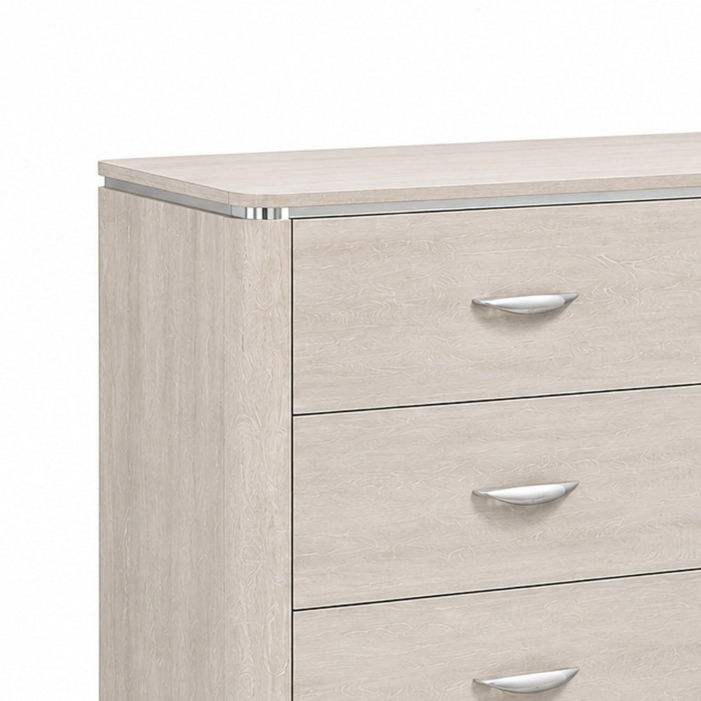 Fezi Wide Dresser | 6 Drawers | Silver Steel Finger Pulls | Dusty Gray