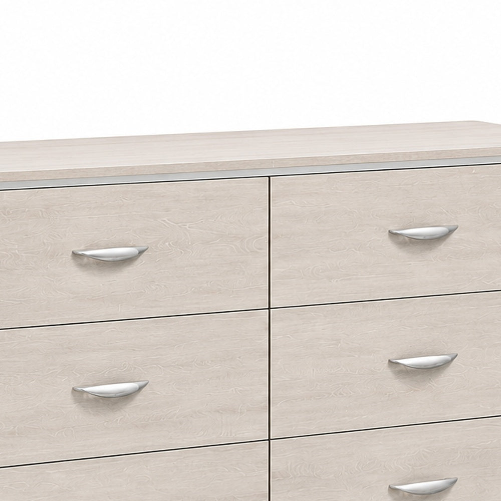 Fezi Wide Dresser | 6 Drawers | Silver Steel Finger Pulls | Dusty Gray