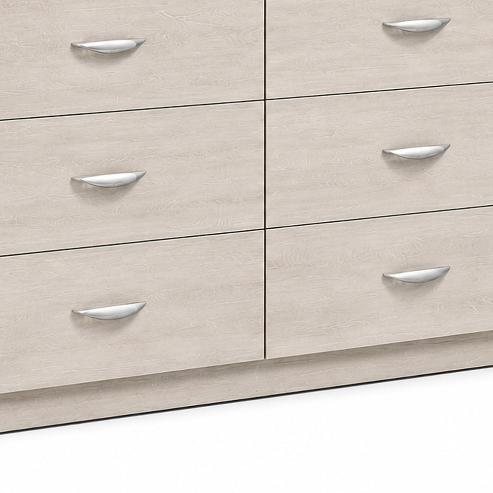 Fezi Wide Dresser | 6 Drawers | Silver Steel Finger Pulls | Dusty Gray