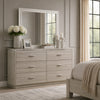 Fezi Wide Dresser | 6 Drawers | Silver Steel Finger Pulls | Dusty Gray