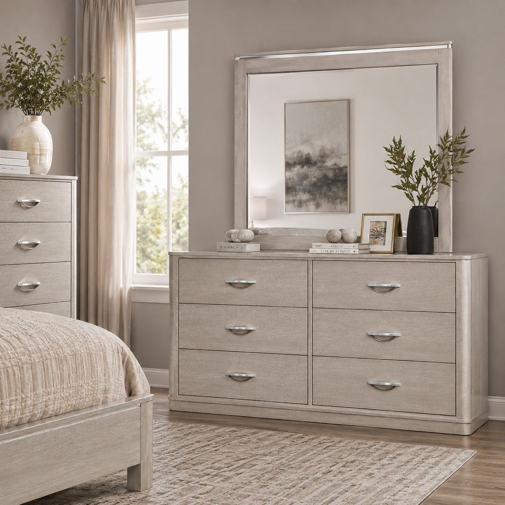 Hezi Dresser Mirror | Glam White | Multi Layer Molded Frame | 41x42
