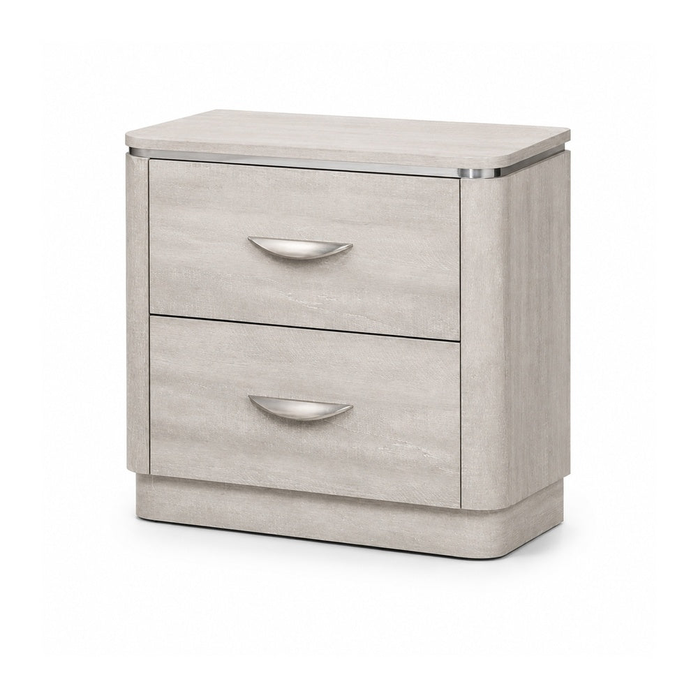 Fezi Nightst& | 2 Drawers | Silver Steel Finger Pulls | Dusty Gray