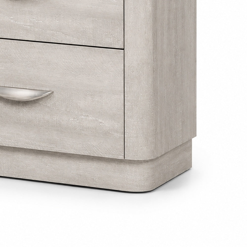 Fezi Nightst& | 2 Drawers | Silver Steel Finger Pulls | Dusty Gray