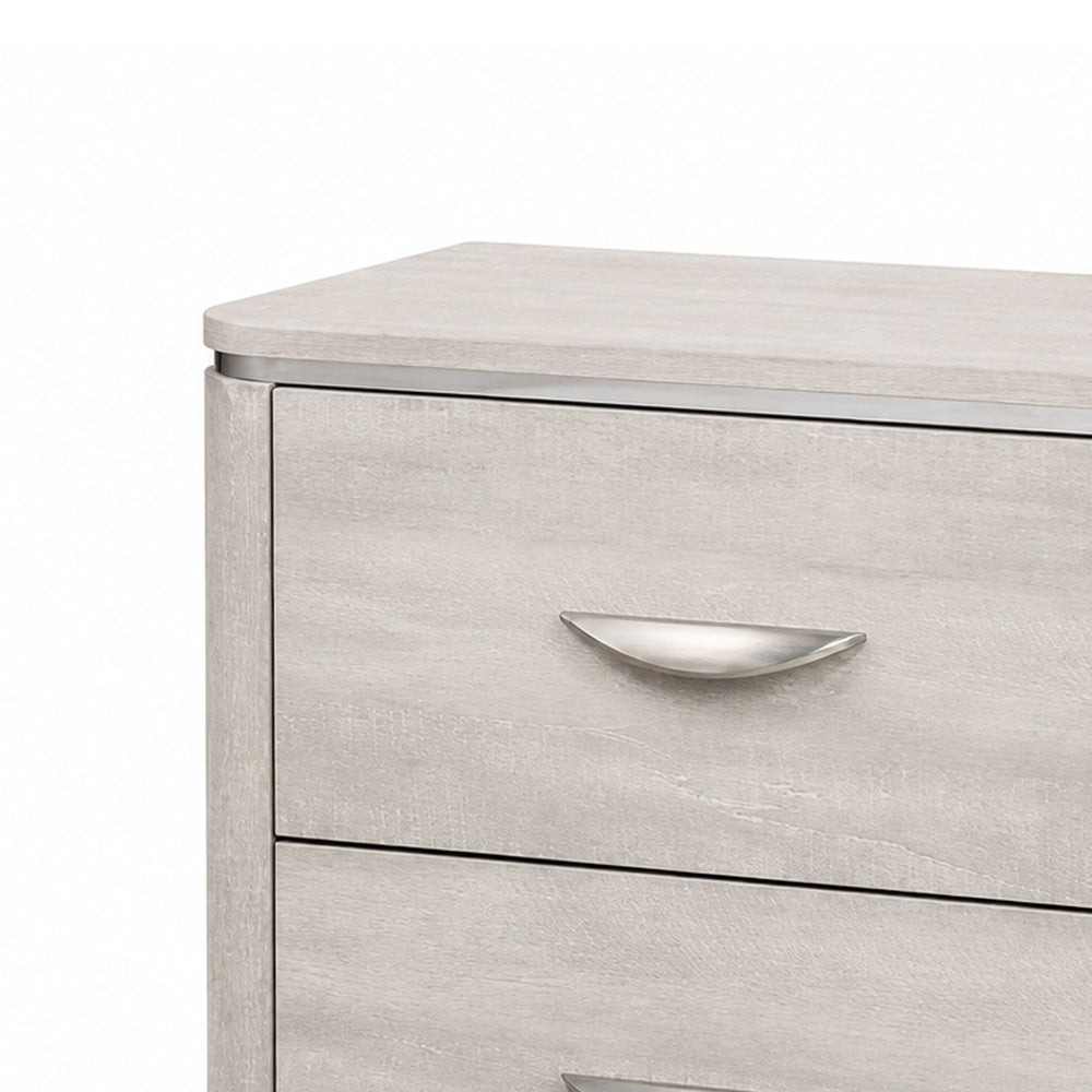 Fezi Nightst& | 2 Drawers | Silver Steel Finger Pulls | Dusty Gray