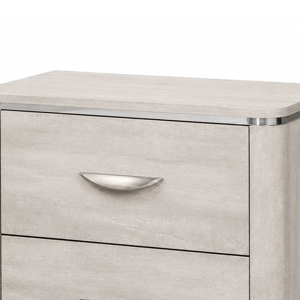 Fezi Nightst& | 2 Drawers | Silver Steel Finger Pulls | Dusty Gray