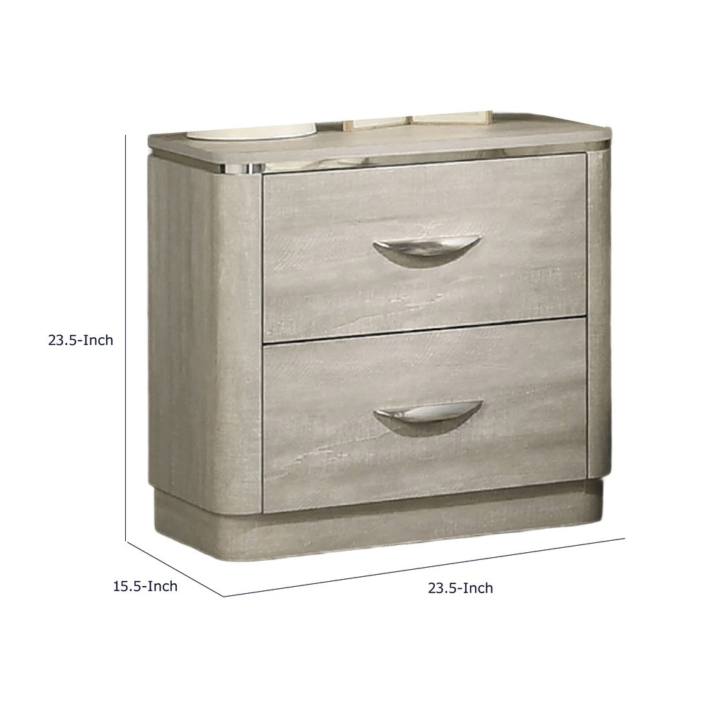 Fezi Nightst& | 2 Drawers | Silver Steel Finger Pulls | Dusty Gray