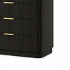 Lim Tall Dresser Chest | 5 Drawers | White Faux Marble | Dark Walnut Brown
