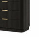 Lim Tall Dresser Chest | 5 Drawers | White Faux Marble | Dark Walnut Brown