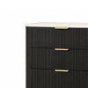 Lim Tall Dresser Chest | 5 Drawers | White Faux Marble | Dark Walnut Brown