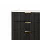 Lim Tall Dresser Chest | 5 Drawers | White Faux Marble | Dark Walnut Brown