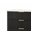 Lim Tall Dresser Chest | 5 Drawers | White Faux Marble | Dark Walnut Brown