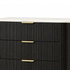 Lim Tall Dresser Chest | 5 Drawers | White Faux Marble | Dark Walnut Brown