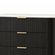 Lim Tall Dresser Chest | 5 Drawers | White Faux Marble | Dark Walnut Brown