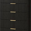 Lim Tall Dresser Chest | 5 Drawers | White Faux Marble | Dark Walnut Brown