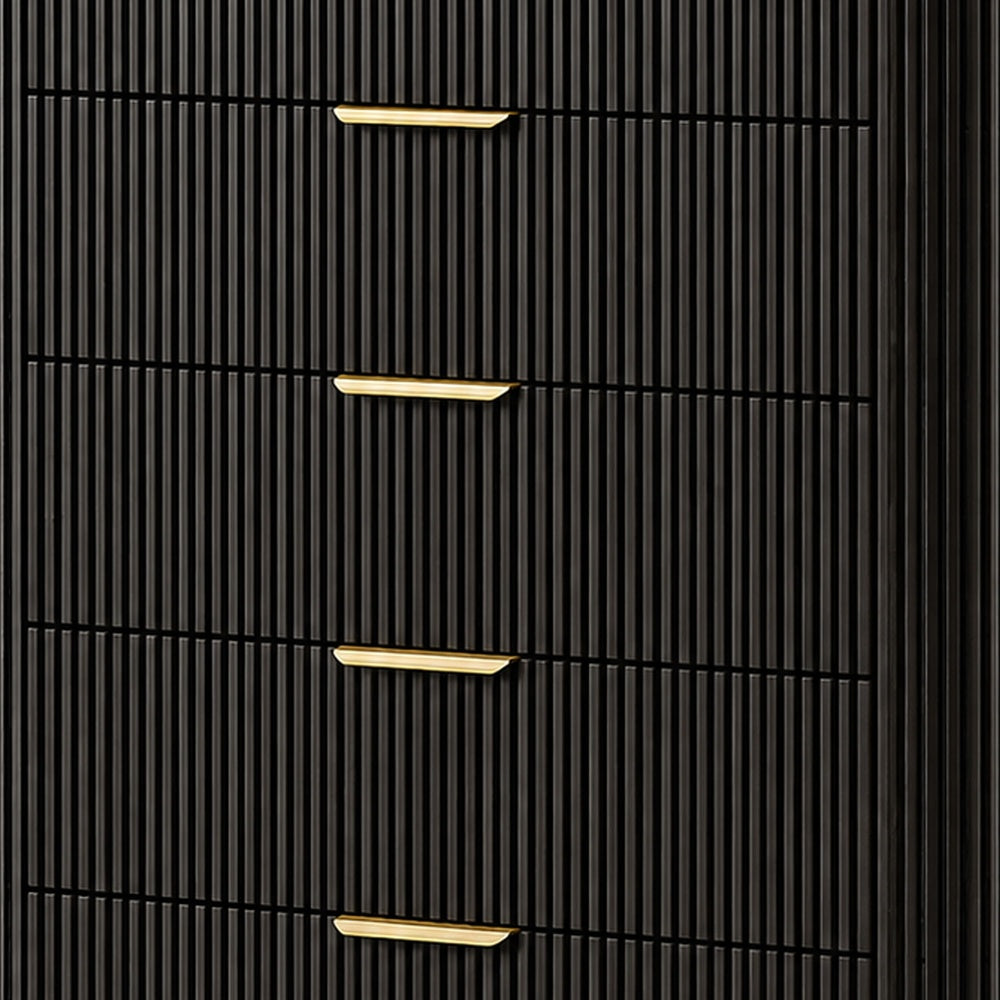 Lim Tall Dresser Chest | 5 Drawers | White Faux Marble | Dark Walnut Brown