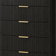 Lim Tall Dresser Chest | 5 Drawers | White Faux Marble | Dark Walnut Brown