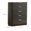 Lim Tall Dresser Chest | 5 Drawers | White Faux Marble | Dark Walnut Brown