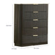 Lim Tall Dresser Chest | 5 Drawers | White Faux Marble | Dark Walnut Brown