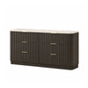Lim Wide Dresser | 6 Drawers | White Faux Marble | Dark Walnut Brown
