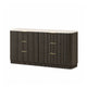 Lim Wide Dresser | 6 Drawers | White Faux Marble | Dark Walnut Brown