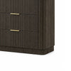 Lim Wide Dresser | 6 Drawers | White Faux Marble | Dark Walnut Brown