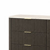 Lim Wide Dresser | 6 Drawers | White Faux Marble | Dark Walnut Brown
