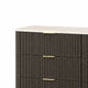 Lim Wide Dresser | 6 Drawers | White Faux Marble | Dark Walnut Brown