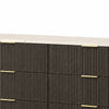 Lim Wide Dresser | 6 Drawers | White Faux Marble | Dark Walnut Brown