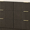 Lim Wide Dresser | 6 Drawers | White Faux Marble | Dark Walnut Brown