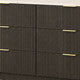 Lim Wide Dresser | 6 Drawers | White Faux Marble | Dark Walnut Brown